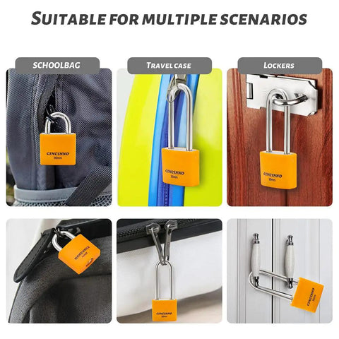 Set Of Eight 30mm Aluminum Weatherproof Padlocks Keyed Alike With Vinyl Covered Bodies Double Locking in various use scenarios