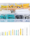 All-In-One 200 Piece Drywall Anchors And Screws Kit With 10 Sizes Of Plastic Expansion Anchors And Phillips Pan Head Screws