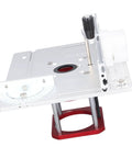 Heavy Duty Router Table Kit With Badass Zero To Fifty Four Millimeter Lift System and Rock Solid Insert Plate close-up view.