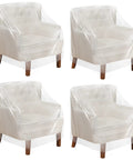 4 Pack Outdoor Clear Plastic Chair Covers Waterproof Dust Proof Fits Chairs Sofas Couches and Recliners 37 x 30 x 30 Inches Protection for Furniture Moving and Storage