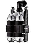 Twin Speed CO2 Inflator Bike Repair Kit with lever, two threaded cartridges, and 16g twin cartridge for flat tire repair