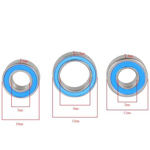 High Speed RC Bearing Kit With MR115 2RS 5x11x4mm MR128 2RS 8x12x3.5mm And MR105 2RS 5x10x4mm ABEC 3 Precision Bearings For Tamiya TT02 1 10 RC Cars Sealed With Rubber Dust Seals For Quiet Smooth Operation