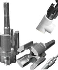 Pro 2-In-1 Pvc Pipe Threading Tool Kit For 1/2 And 3/4 Inch Pipes Tungsten Steel Cutter Bit close-up of threading bits.