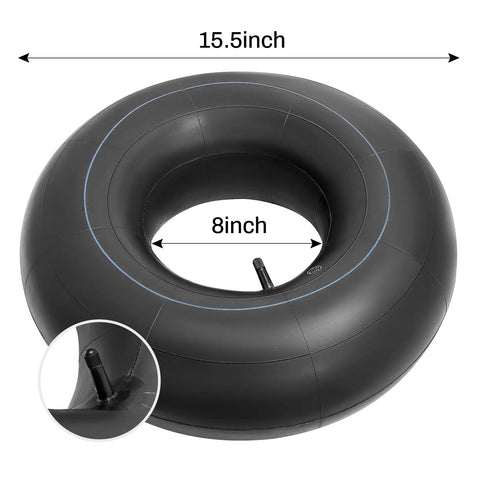 Heavy Duty 2 Piece Inner Tube Pack For Lawnmowers Golf Carts And Tractors Fits 20X8 18X9 Rims Featuring Tr13 Straight Valve Stem inner tube with 15.5 inch diameter.