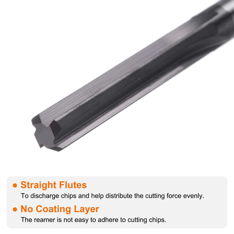 HARFINGTON carbide chucking reamer, 0.224 in (5.69 mm) dia, straight flute, straight shank, black