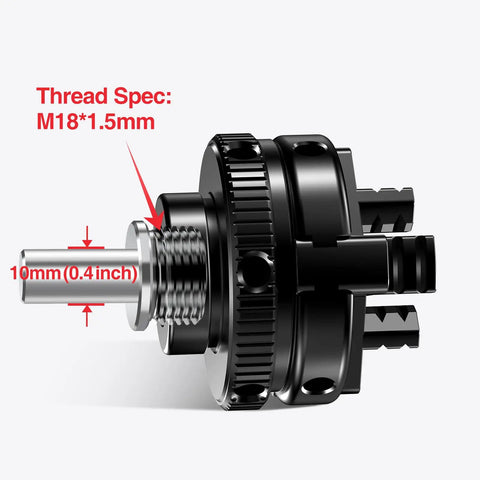 Side view of a 2 Inch Mini 3 Jaw Self Centering Woodworking Chuck With M18x1.5 Thread And 0.4 Inch Connector For Mini Lathes.