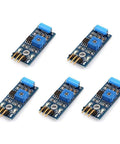 5Pcs SW 420 Vibration Sensor Module Vibration Switch Alarm Sensor Module For Arduino And Microcontrollers With Digital Output 3.3V To 5V LM393 Comparator Included Plug And Play, five blue PCB modules