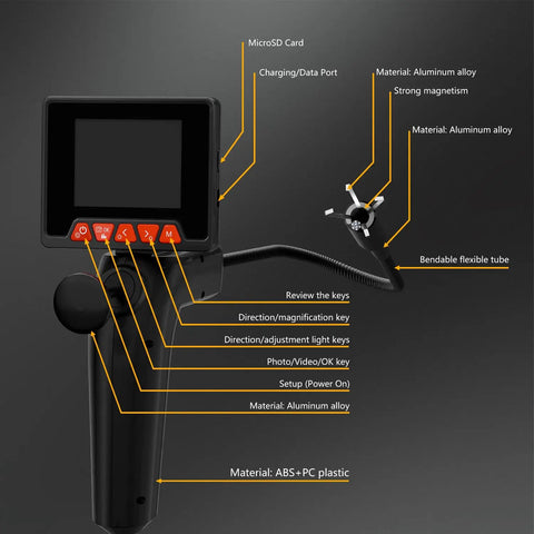 HD Endoscope Camera With Light And Grabber For Pipes And Auto Repair, Magnetic Pickup Sewer Borescope, IP67 Waterproof Drain Cleaning Tool With 6 LED Lights And 23.6 Inch Cable