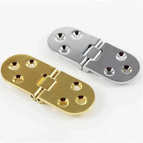 Silver and gold self supporting folding cabinet door hinge flap hinge for tables flush mounted.