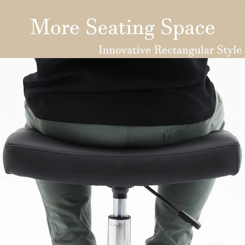 Wide Rolling Stool With Locking Wheels And Footrest For Salon Or Kitchen Adjustable Height Swivel Chair 19 Inch Seat U Shaped Curved