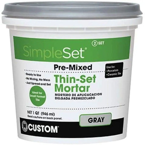 Easy No Mix No Mess Thin Set Mortar 1 Quart container for quick bonding of porcelain stone marble granite and ceramic tile