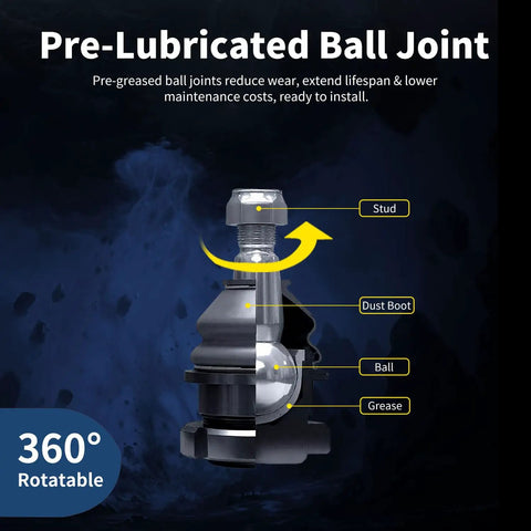 Diagram of pre-lubricated ball joint from Front Upper Control Arm With Ball Joint Kit For Ford F-150 2009 2014 4x4 Models Not For Raptor