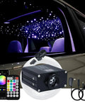 Lit Twinkle Fiber Optic Star Ceiling Kit With 16W RGBW Lights showing twinkling effect in car headliner with app and remote control