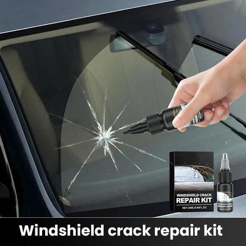 Windshield Crack Repair Kit for Cars, Easy DIY Glass Repair Fluid Resin to Fix Chips and Small Cracks in 20 to 30 Minutes, Upgraded 2025 Windshield Repair Tool Set, shown repairing crack on car windshield.