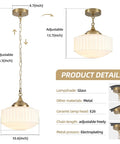 Lumraxsun Vintage Pendant Light Over Kitchen Glass Kitchen Pendant Light with adjustable chain, glass lampshade, gold metal details.