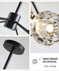 Close-up details of 42 Inch Crystal Chandelier Modern Ceiling Light Fixture With 18 Lights For Dining Room G9 Bulbs Included