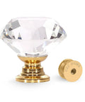 10 Pack Diamond Crystal Glass Cabinet Knobs Gold 30Mm Pull Handles For Cabinets, Drawers, Dressers, Bookcases, Wardrobes Includes 22Mm, 25Mm, And 35Mm Screws For Quick, Easy Mounting. clear faceted glass cabinet knob with gold base and screw
