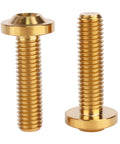 Top-Shelf Grade 5 Titanium M8x30mm Torx Head Bolts Screw Pack, Gold Anodized Fasteners For Custom Whip Mods And Slick Automotive Builds, High-Octane Strength, T40 Torx, Set Of Four - close-up view of two bolts.