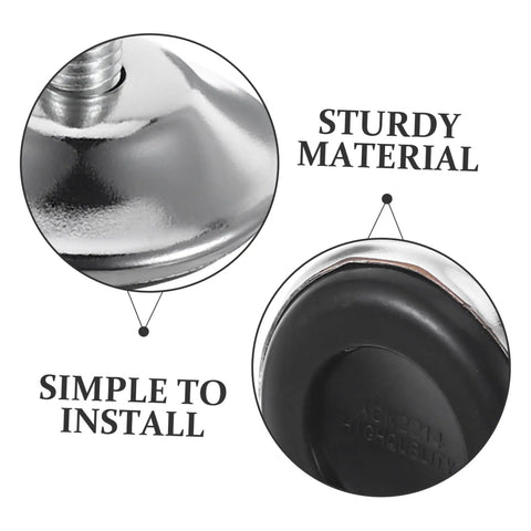 Close-up view of Heavy Duty Adjustable Furniture Levelers And Metal Screw Feet with grippy rubber pads, showcasing sturdy material and simple installation.