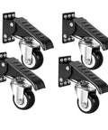 Smooth As Silk Retractable Workbench Casters 4 Pack Heavy Duty Swivel Wheels With Foot Step Up Pedal Solid Iron Core For Garage Tables And Workshop Benches Locks In Place Every Single Time - close-up view of 4 heavy-duty casters.