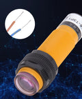 Close-up of Through Beam Photoelectric Switch Kit sensor with wiring, 6-36V DC, for panel safety and industrial automation