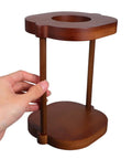 Solid Wood Coffee Filter Rack Straight Up Handcrafted Design For Pour Over Brewing And Outdoor Brew Stations, sturdy wooden stand with circular hole.