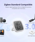 Zigbee Indoor Temperature And Humidity Sensor With LCD Display SNZB-02D Smart Hygrometer Works With Alexa And Google Home For Real Time Remote Monitoring And Home Automation ZigBee 3.0 Hub Required 1 Pack with LCD display