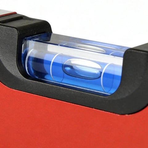 Close-up of the bubble vial on the Magnetic Pocket Level Mini Bubble Spirit Level Tool With 2 Vials 90°/180°.