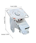 Heavy Duty 4 Inch Swivel Caster Wheel Bracket With Brake And Lock For Heavy Load Furniture And Shop Equipment Built Tough Steel Cart Frame Roller, showing dimensions.