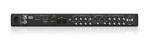 Rear view of Next Gen 28x32 USB3 Audio Interface With 24 Bit RGB Display And Real Time Metering Pro Grade IO Built In Effects.