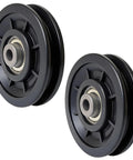 Beefed Up 90mm Gym Pulley Wheel With Wear Resistant Nylon Bearing And 6202Z Metal Bearing Fits 7mm Cables For Cable Machines Smith Machines Home Gym Replacement Part, two black wheels