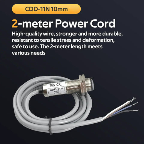 CDD-11N 10mm 2-meter power cord coiled with labeled connector, high-quality wire for tensile stress and deformation resistance