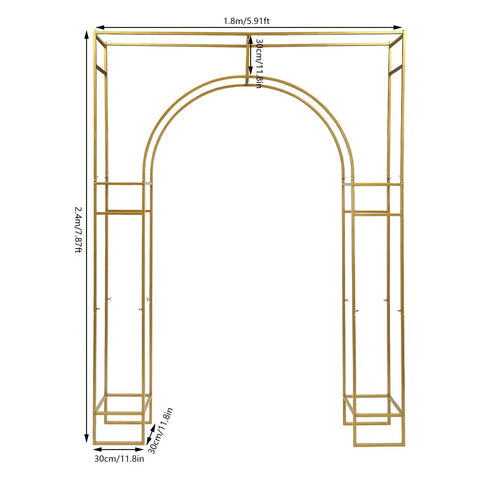 Showstopping Square Metal Balloon Arch Frame For Dreamy Gold Wedding Ceremony Backdrop Next Level Party Decoration Graduation And Baby Shower Photo Display Setup, 1.8m x 2.4m, premium gold metal.