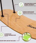 Close-up of Stand Up TreeSkate Outdoor Swing For Kids With Adjustable Handles And Easy Installation, showing weatherproof maple board.