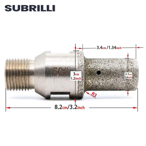 Heavy Duty Diamond Finger Router Bit Kit features a 50# diamond bit, measuring 8.2cm long, designed for stone polishing on CNC grinders.