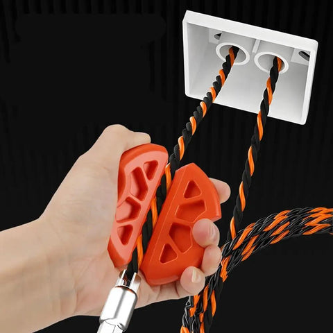 Two Pack Cable Threading Tools With Rubber Grip For Electricians, Anti Slip Ergonomic Clamp For Easy Wire Drawing, Keeps Hands From Fatigue, Compact Pocket Ready, Quick Positioning On Cables, orange rubber wire pullers