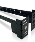 Universal Footboard Extension Brackets For Bed Frames Knockout Fix Hardware Kit Bolt On Design, black steel brackets, 406mm size.