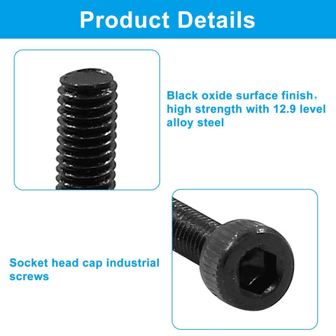 Beefy M3 X 12mm Hex Socket Head Cap Screws Bolts In 12.9 Grade Alloy Steel With Black Oxide Finish Set Of 100 For Electronics
