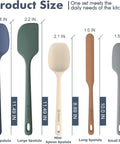 Top Shelf Silicone Spatula Set Five Piece Kit Heat Resistant Up To Six Hundred Degrees Seamless Handle Kitchen Cooking Tools Easy Wash Nonstick Baking Essential Gear showing five spatula sizes and colors.