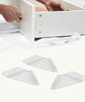 12 Piece Triangle Steel Cabinet Corner Brackets 90 Degree Three Sided Fixed Design Shelf Supports for Wood Furniture White Heavy Duty