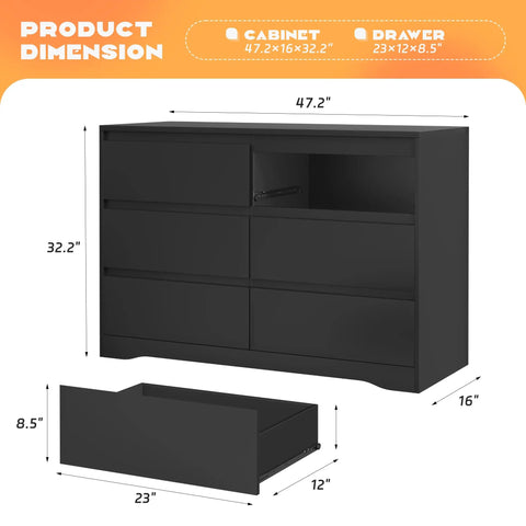 Black Modern 3 Drawer Dresser For Bedroom And Living Room dimensions with drawer size 23x12x8.5 and cabinet 47.2x16x32.2
