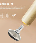 Heavy Duty Adjustable Swivel Leveling Feet For Furniture With Thick Anti Scratch Bumpers And Rock Solid Grip No Hassle Setup, showing silver base on wooden leg.