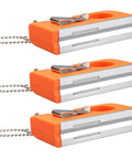 Spirit Level Tool Small Pocket Level with 2 Bubble Spirit Leveler Metal Keychain 3PCS, three orange levels with clips and chains.