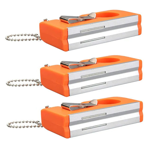 Spirit Level Tool Small Pocket Level with 2 Bubble Spirit Leveler Metal Keychain 3PCS, three orange levels with clips and chains.