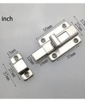 Heavy Duty Stainless Steel Sliding Door Barrel Bolt Spring Latch Gate Lock measures 2 inches with precise dimensions for secure fit.