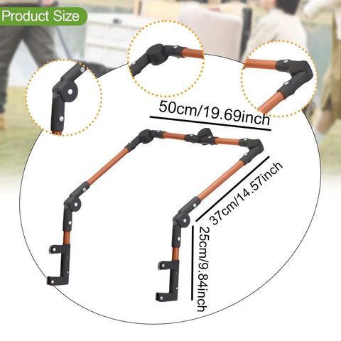 Universal Folding Wagon Handle Replacement Bar For Wagons And Carts No Tool Needed Easy Install Detachable Foldable Adjustable Length Push Pull Handle Fits Most Brands Brown, 50cm size diagram