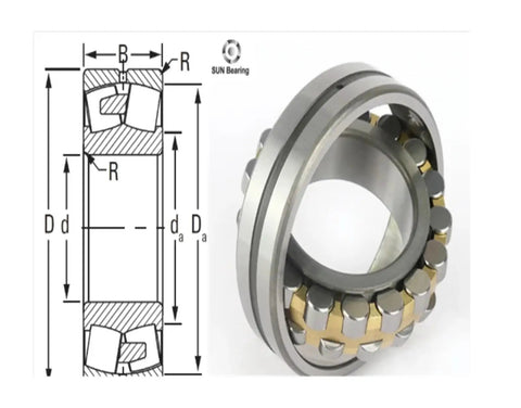 Heavy Duty Self Aligning Spherical Roller Bearing Featuring Rock Solid 160 mm Bore Design with detailed diagram view.