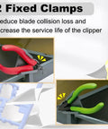 Go-To Portable Workbench With Drawer And Pliers Rack, featuring red and green fixed clamps for cutting and assembly.