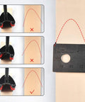 Pro Grade Belt End Cutter Punch Set V Type Leather Tool Kit for Belt Straps showing usage with ruler for precision cutting