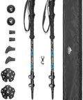 Lightweight Carbon Fiber Trekking Poles Set Of 2 With Quick Adjustable Locks For Hiking And Walking Blue with accessories and bag